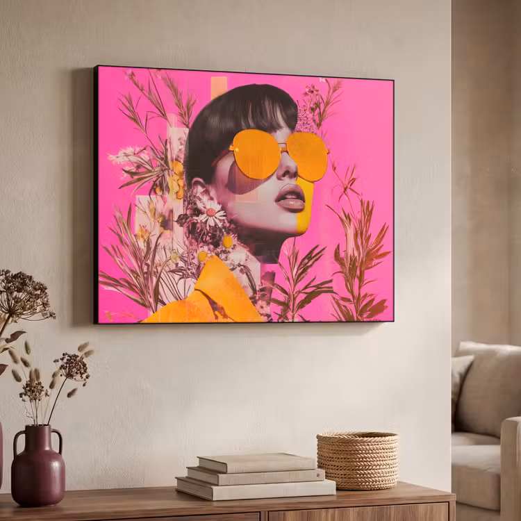 Zonnebril - Oranje - Vrouw - Planten Textielframe zwart klein -sfeer3