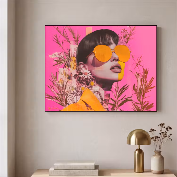 Zonnebril - Oranje - Vrouw - Planten Textielframe zwart klein -sfeer2