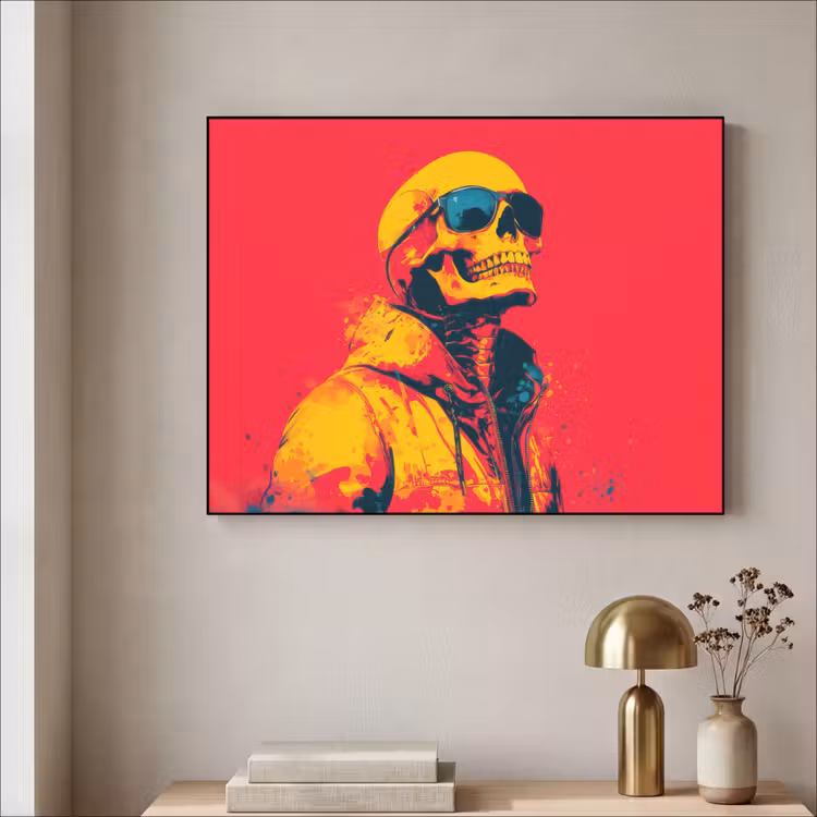 Zonnebril - Schedel - Jas - Rood Textielframe zwart klein -sfeer2