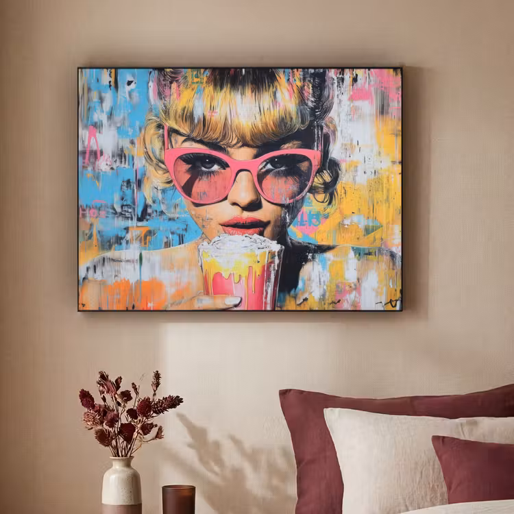 Zonnebril - Vrouw - Kleurrijk - Verfspetters Textielframe - compleet frame klein -sfeer1
