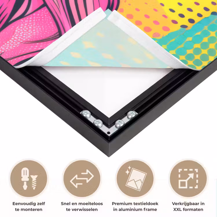 Zonnebril - Vrouw - Zonnig - Geel Textielframe zwart klein -USP_closeupNL