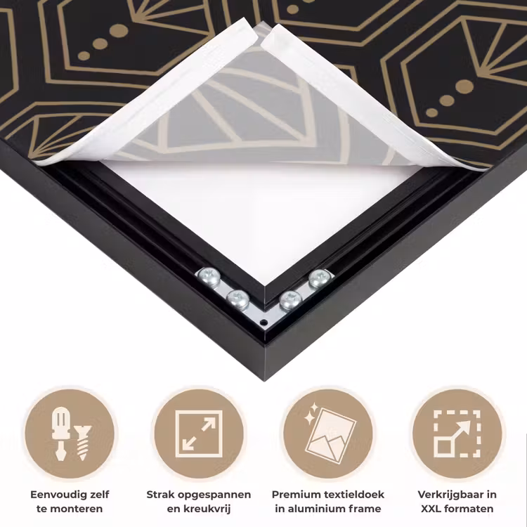 Zonnestraal - Zwart - Goud - Stippen Textielframe zwart klein 947 -USP_feed_closeupNL