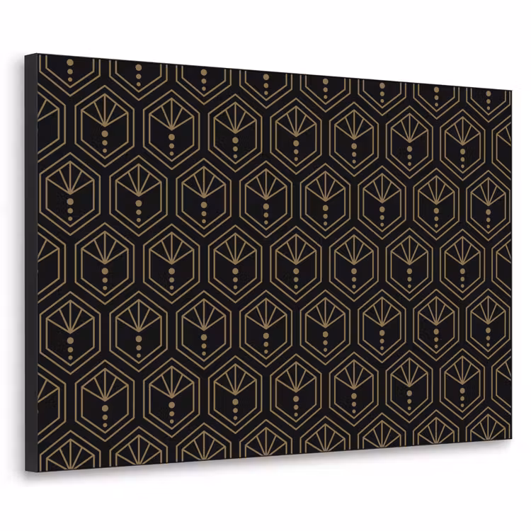 Zonnestraal - Zwart - Goud - Stippen Textielframe zwart klein 947 -3d