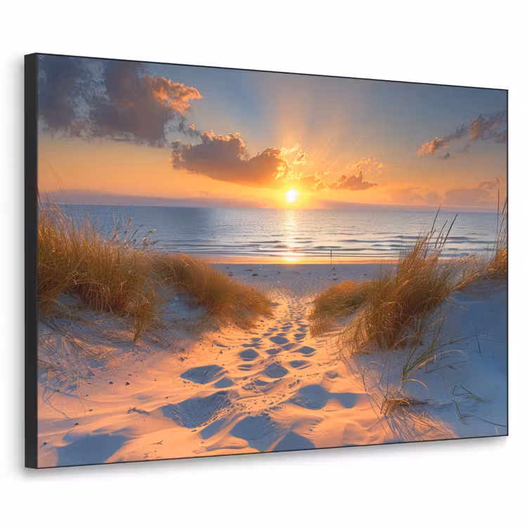 Zonsondergang - Duinen - Strand - Zee Textielframe zwart klein -3d