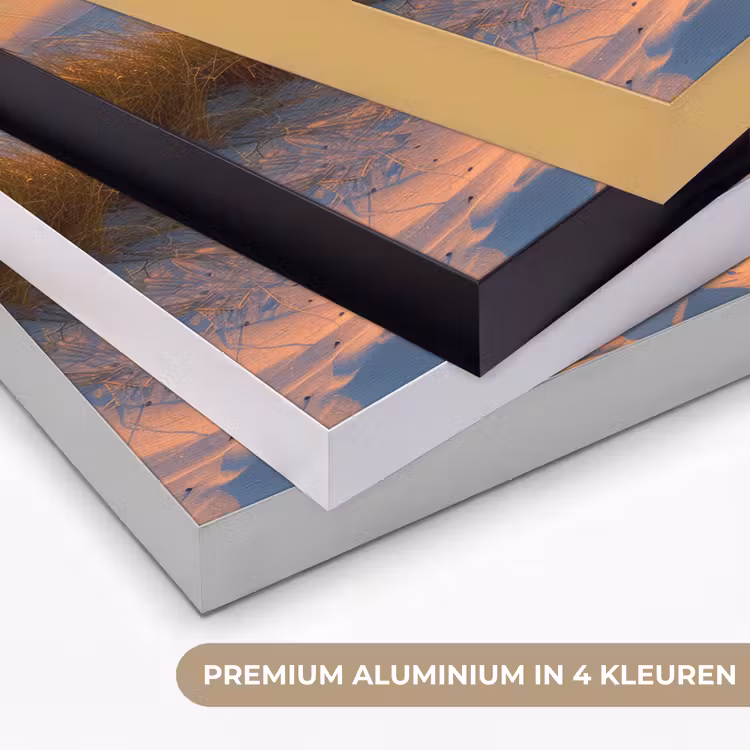 Zonsondergang - Duinen - Strand - Zee Textielframe zwart klein -USP_kleurenNL