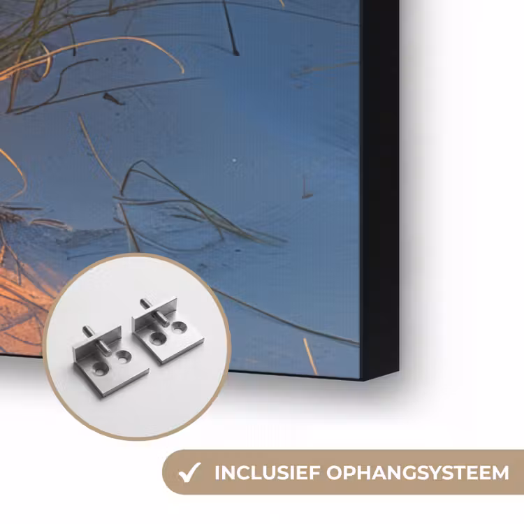 Zonsondergang - Duinen - Strand - Zee Textielframe zwart klein -USP_ophangsysteemNL