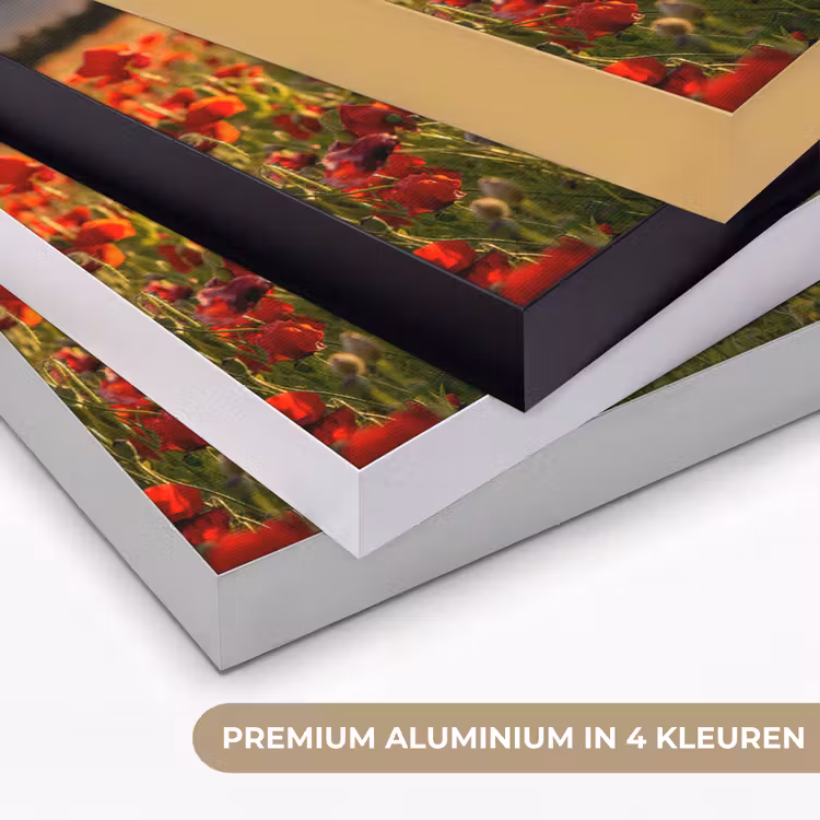 Zonsondergang - Klaprozen - Rood - Bloemen - Veld - Natuur Textielframe zwart klein -USP_kleurenNL