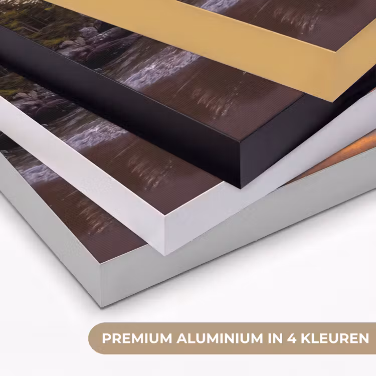 Zonsondergang - Kust - Water - Natuur - Oranje Textielframe zwart klein -USP_kleurenNL