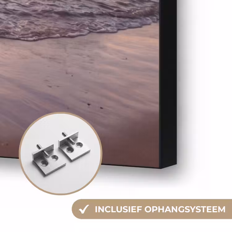 Zonsondergang - Kust - Water - Natuur - Oranje Textielframe zwart klein -USP_ophangsysteemNL