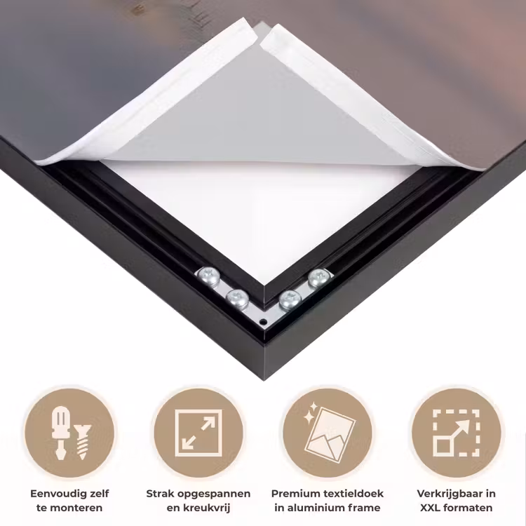 Zonsondergang - Moskee - Wolken - Islamitisch Textielframe zwart klein -USP_feed_closeupNL
