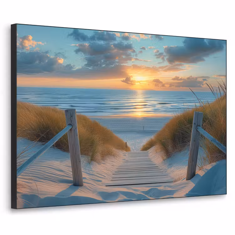 Zonsondergang - Strand - Zomer - Landschap Textielframe zwart klein -3d