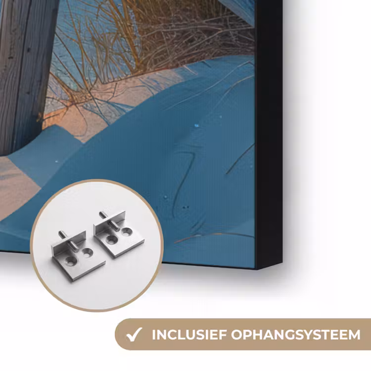 Zonsondergang - Strand - Zomer - Landschap Textielframe zwart klein -USP_ophangsysteemNL