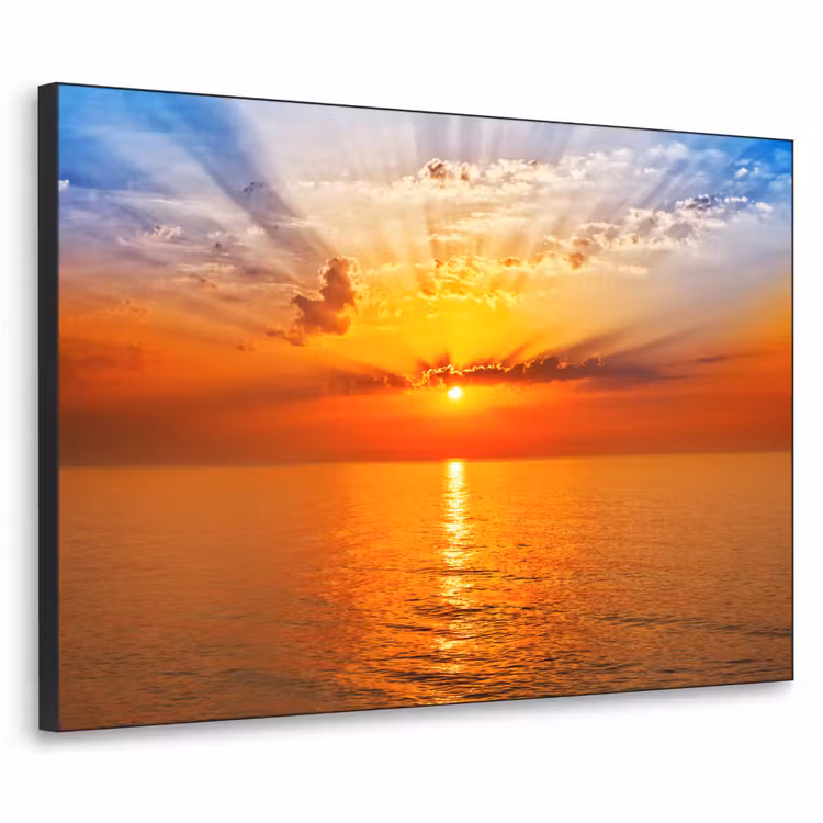 Zonsondergang - Zee - Lucht - Oranje - Horizon - Water Textielframe zwart klein -3d