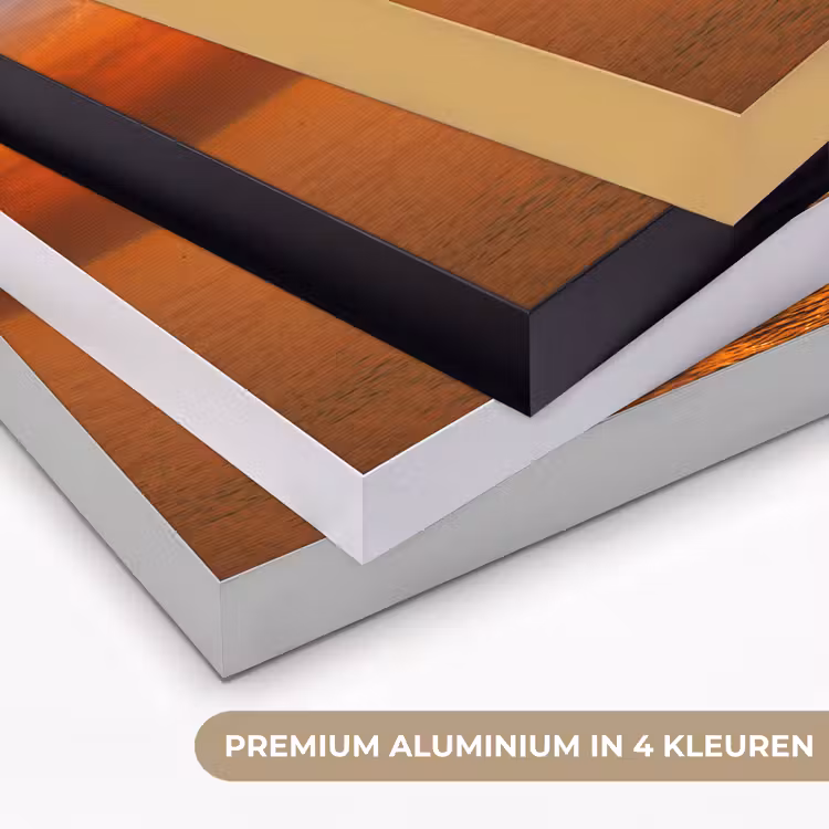 Zonsondergang - Zee - Lucht - Oranje - Horizon - Water Textielframe zwart klein -USP_kleurenNL