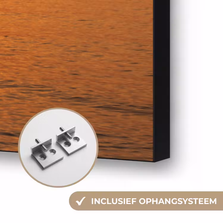 Zonsondergang - Zee - Lucht - Oranje - Horizon - Water Textielframe zwart klein -USP_ophangsysteemNL