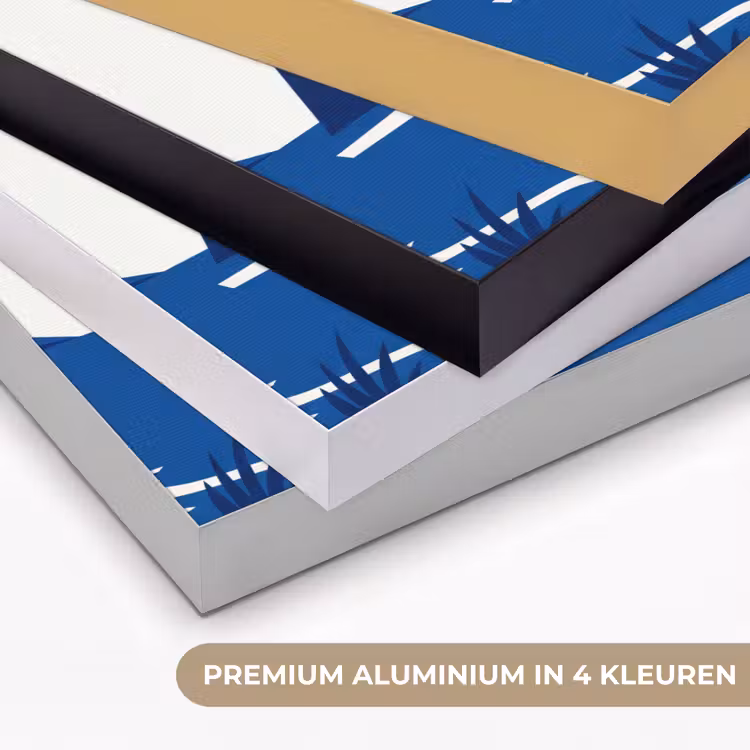 Zonsondergang - Zee - Palmboom - Tropisch - Modern Textielframe zwart klein -USP_kleurenNL