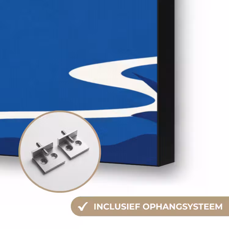 Zonsondergang - Zee - Palmboom - Tropisch - Modern Textielframe zwart klein -USP_ophangsysteemNL