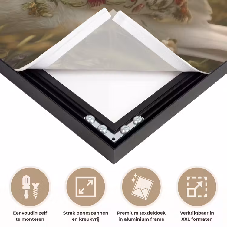 Zwaan - Bloemen - Natuur Textielframe zwart klein -USP_feed_closeupNL