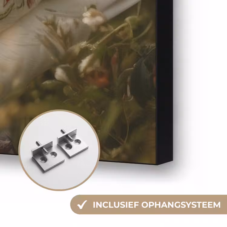 Zwaan - Bloemen - Natuur Textielframe zwart klein -USP_ophangsysteemNL