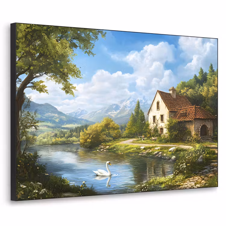Zwaan - Bomen - Rust Textielframe zwart klein -3d