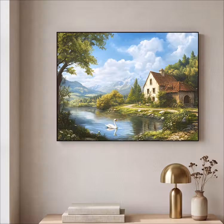 Zwaan - Bomen - Rust Textielframe - compleet frame klein -sfeer2
