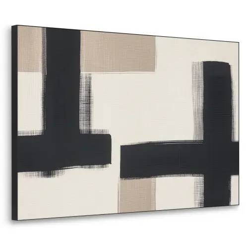 Zwart - Abstract - Japandi Textielframe - compleet frame klein -3d