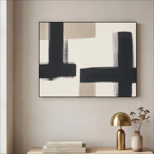 Zwart - Abstract - Japandi Textielframe - compleet frame klein -sfeer2