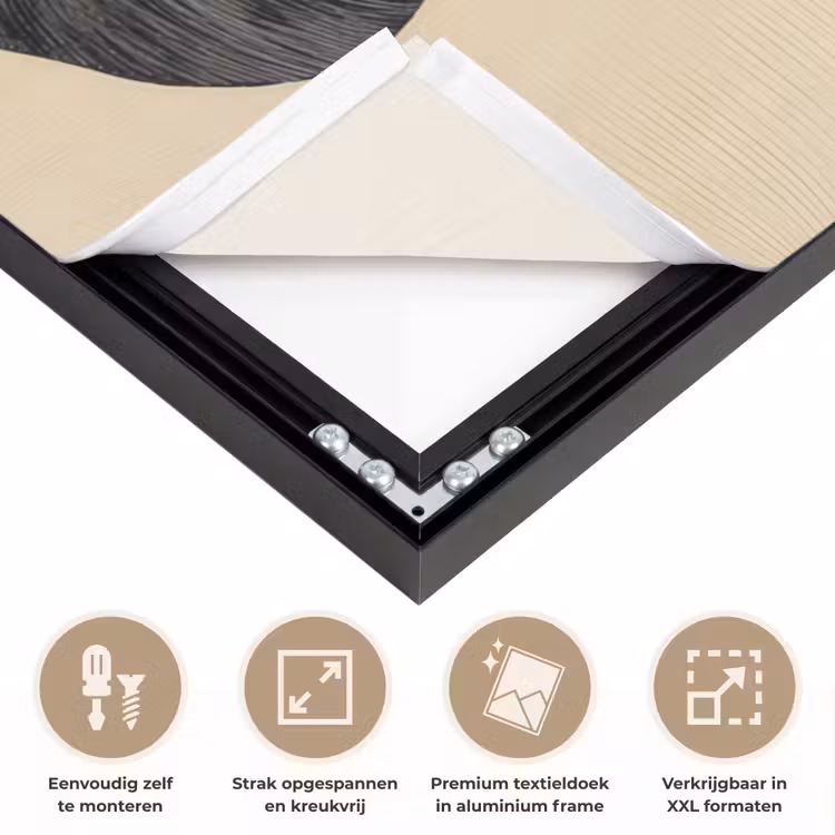 Zwart - Bladeren - Strepen - Minimalistisch Textielframe zwart klein -USP_feed_closeupNL
