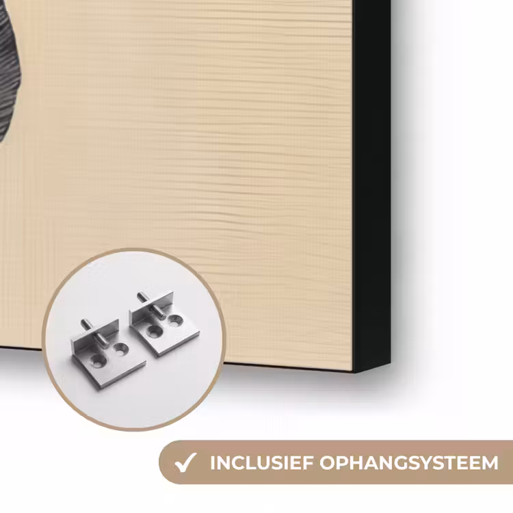 Zwart - Bladeren - Strepen - Minimalistisch Textielframe zwart klein -USP_ophangsysteemNL