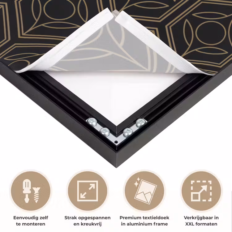 Zwart - Goud - Bloemenkern Textielframe zwart klein 947 -USP_feed_closeupNL