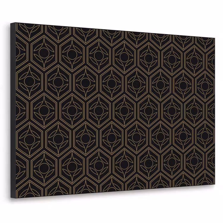 Zwart - Goud - Bloemenkern Textielframe zwart klein 947 -3d