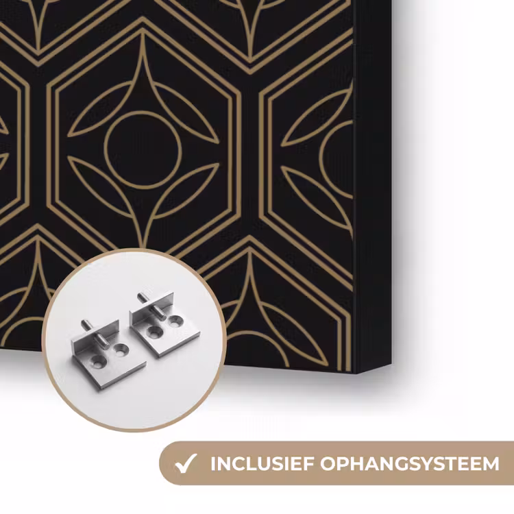 Zwart - Goud - Bloemenkern Textielframe zwart klein 947 -USP_ophangsysteemNL