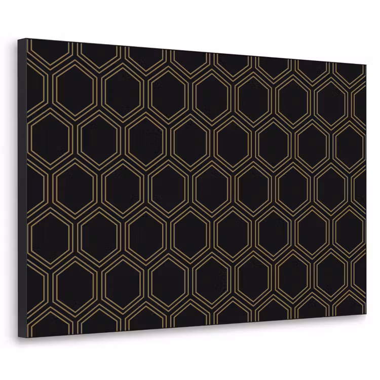Zwart - Goud - Zeshoek Textielframe - compleet frame klein 947 -3d