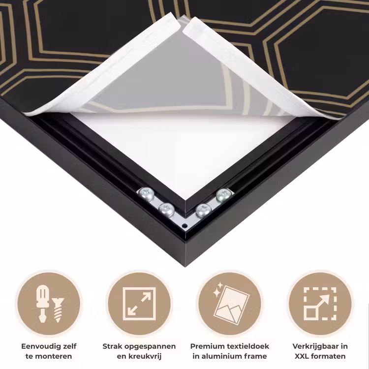 Zwart - Goud - Zeshoek Textielframe zwart klein 947 -USP_feed_closeupNL