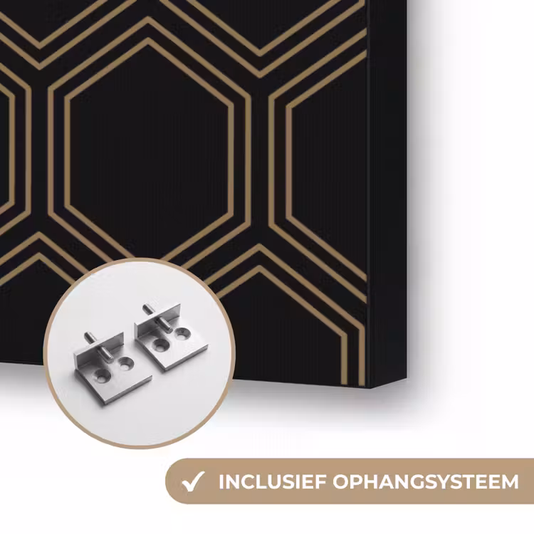 Zwart - Goud - Zeshoek Textielframe zwart klein 947 -USP_ophangsysteemNL
