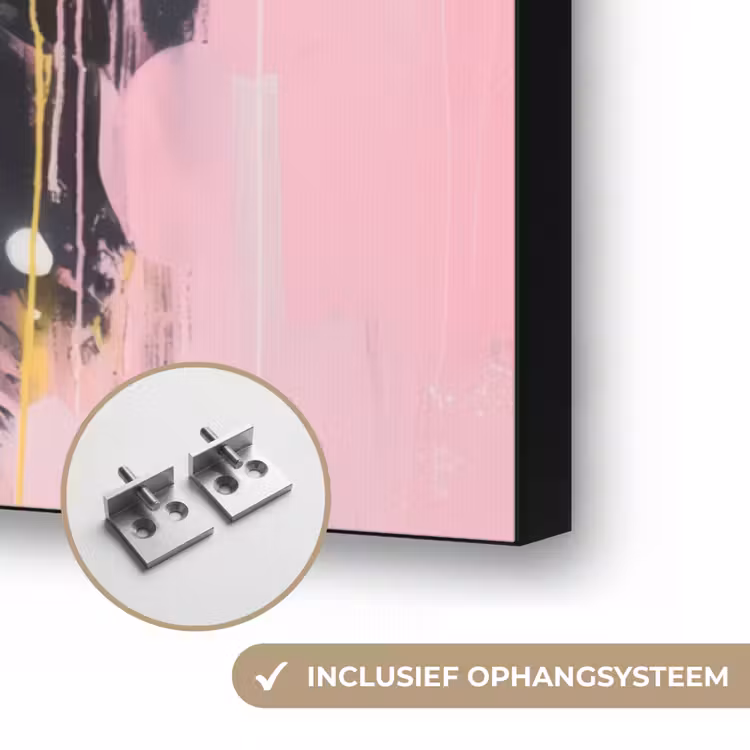 Zwart - Panter - Roze - Abstract Textielframe zwart klein -USP_ophangsysteemNL