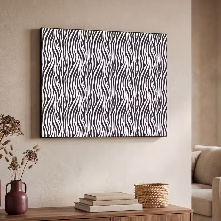 Zwart - Wit - Zebra - Patroon Textielframe zwart klein 947 -sfeer3