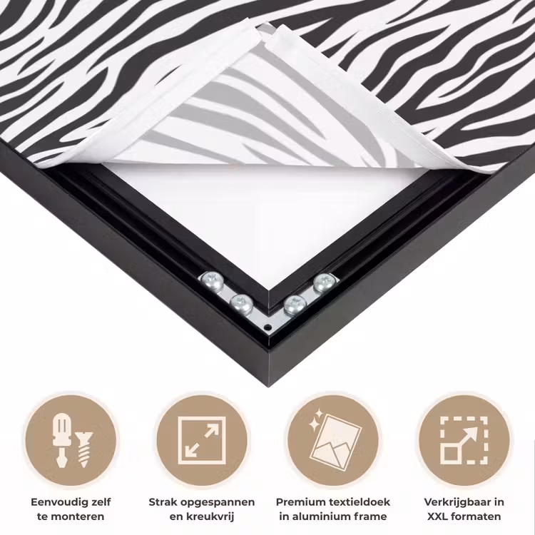 Zwart - Wit - Zebra - Patroon Textielframe zwart klein 947 -USP_feed_closeupNL