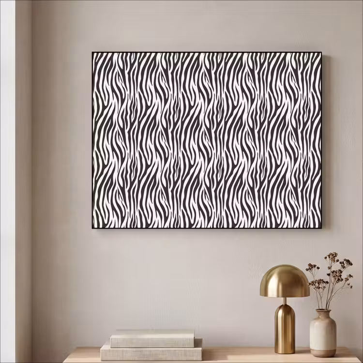 Zwart - Wit - Zebra - Patroon Textielframe zwart klein 947 -sfeer2