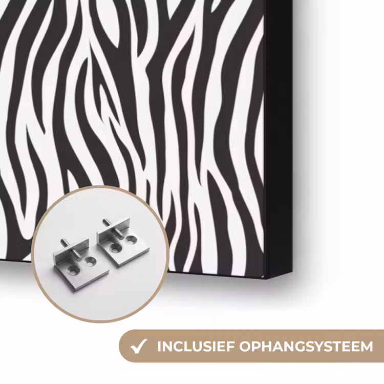 Zwart - Wit - Zebra - Patroon Textielframe zwart klein 947 -USP_ophangsysteemNL