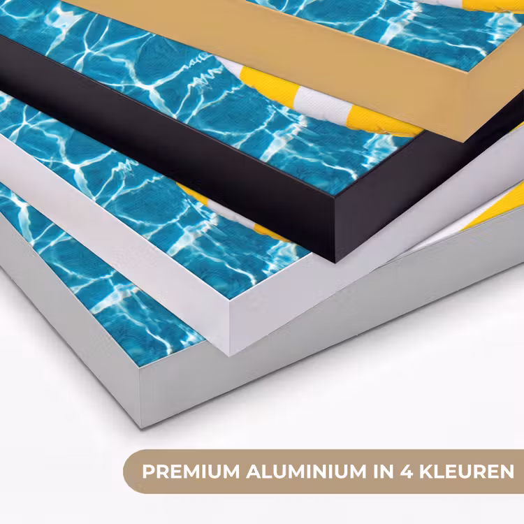 Zwembad - Zwembanden - Zomer - Geel - Blauw Textielframe zwart klein -USP_kleurenNL