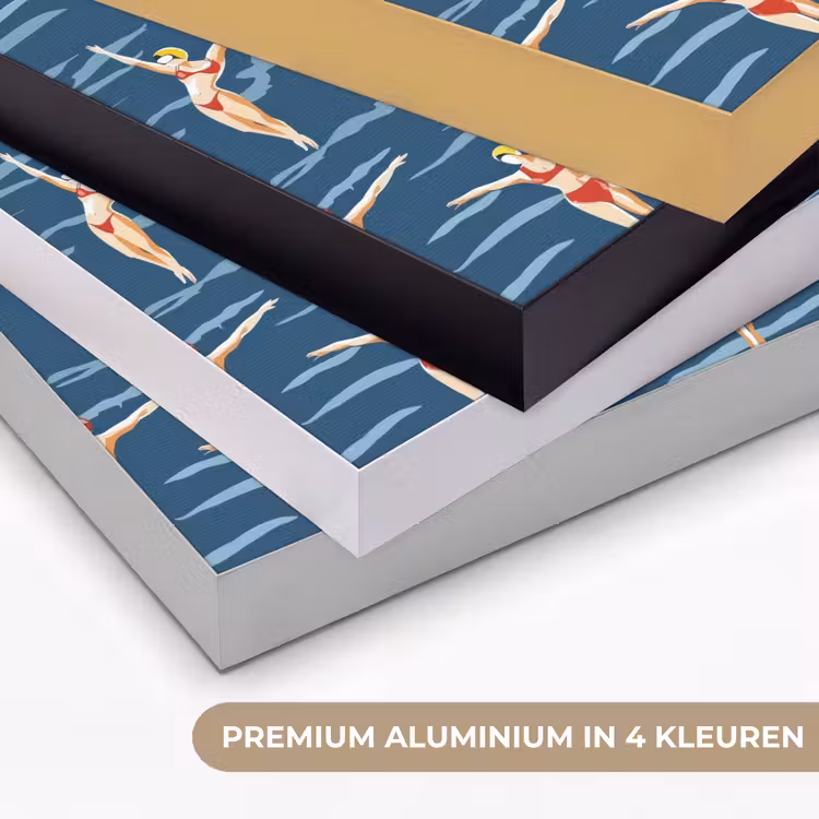 Zwemsters- Retro - Blauw Textielframe zwart klein 947 -USP_kleurenNL