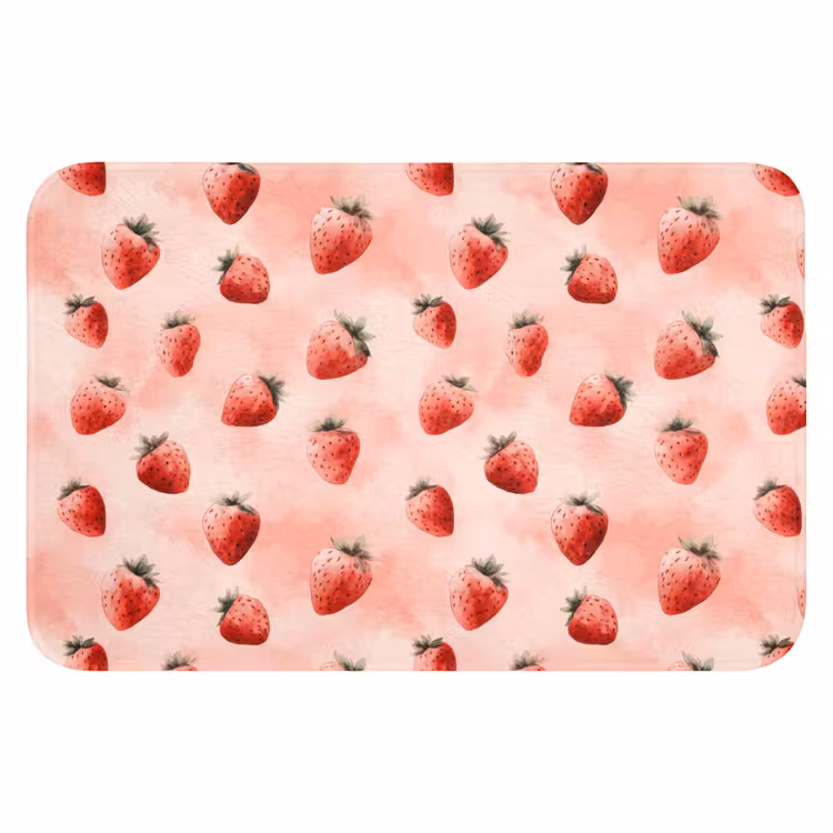 Aardbei - Patroon - Roze Badmat klein 997 -3d