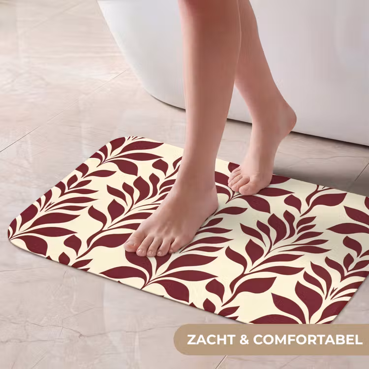 Abstract - Bladeren - Burgundy Badmat klein 997 -USP_ZachtNL