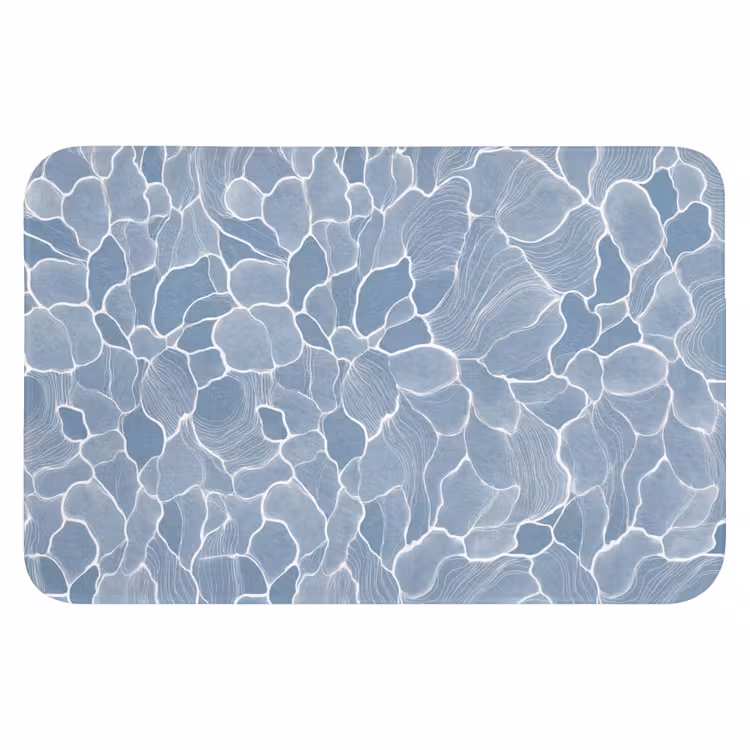 Abstract - Blauw - Bladeren Badmat klein -3d