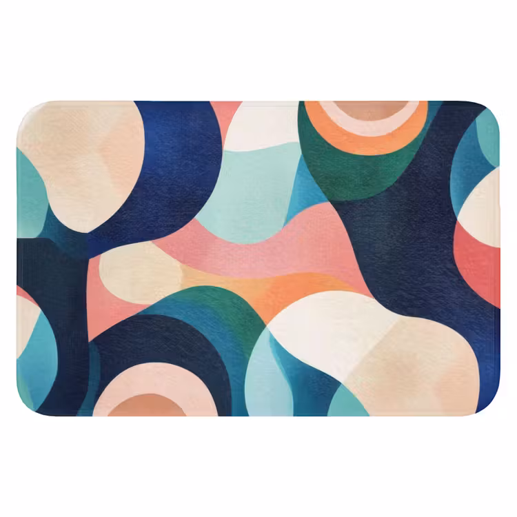 Abstract - Blauw - Roze Badmat klein -3d