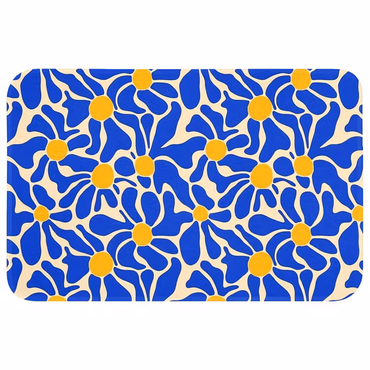 Abstract - Bloem - Blauw Badmat klein 997 -3d