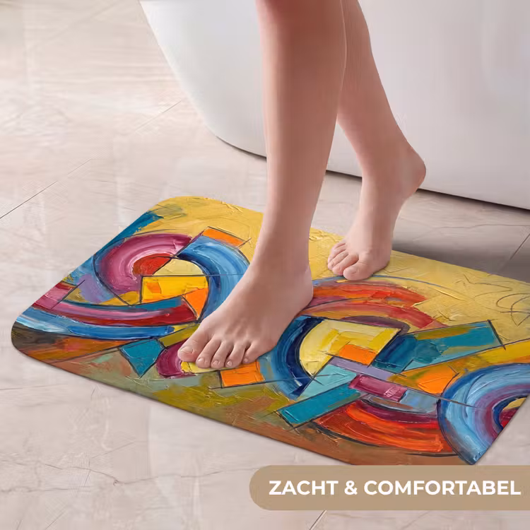 Abstract - Cirkels - Schilderij - Kleurrijk - Dynamisch Badmat klein -USP_ZachtNL
