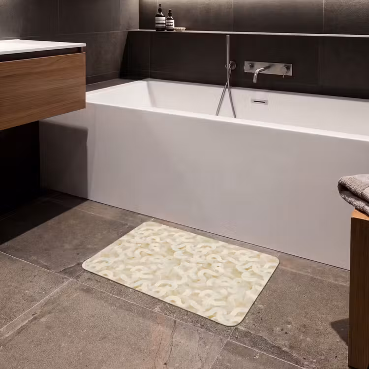 Abstract - Lijnen - Beige Badmat klein 997 -sfeer3