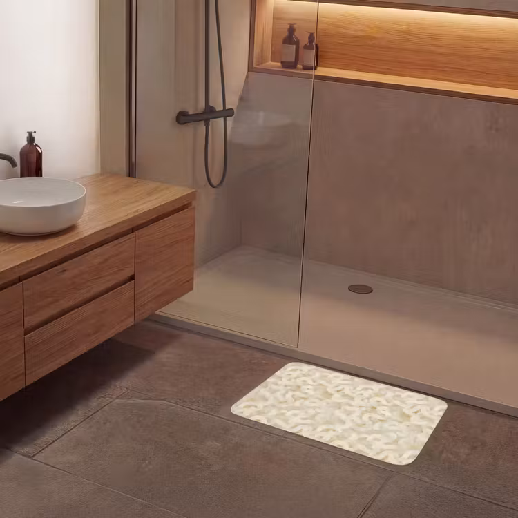 Abstract - Lijnen - Beige Badmat klein 997 -sfeer2